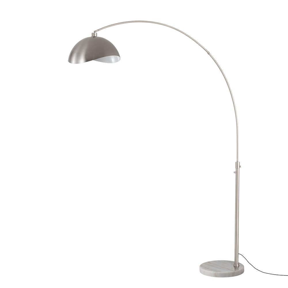 Luna Bella 92"H 1-Light Arc Lamp, Satin Nickel/White-Luna Bella Leaf Shade. Picture 1