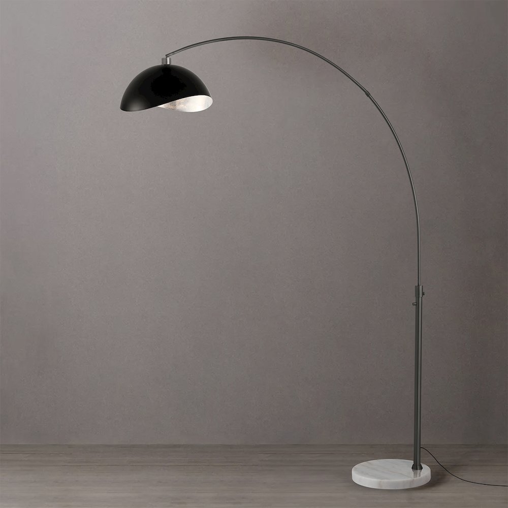 Luna Bella Arc Lamp - Black Nickel, White Marble Base, Matte Black/Silver Steel. Picture 2