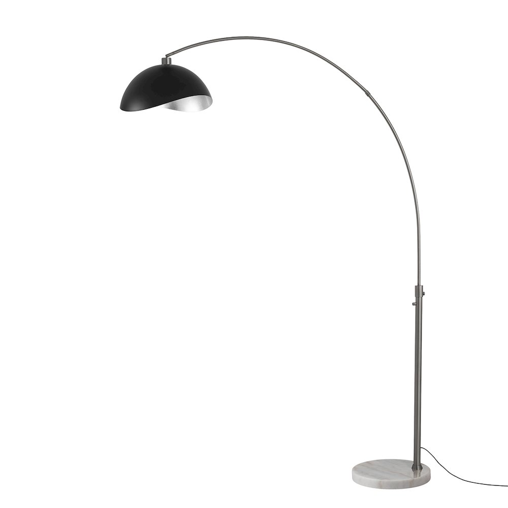 Luna Bella Arc Lamp - Black Nickel, White Marble Base, Matte Black/Silver Steel. Picture 1