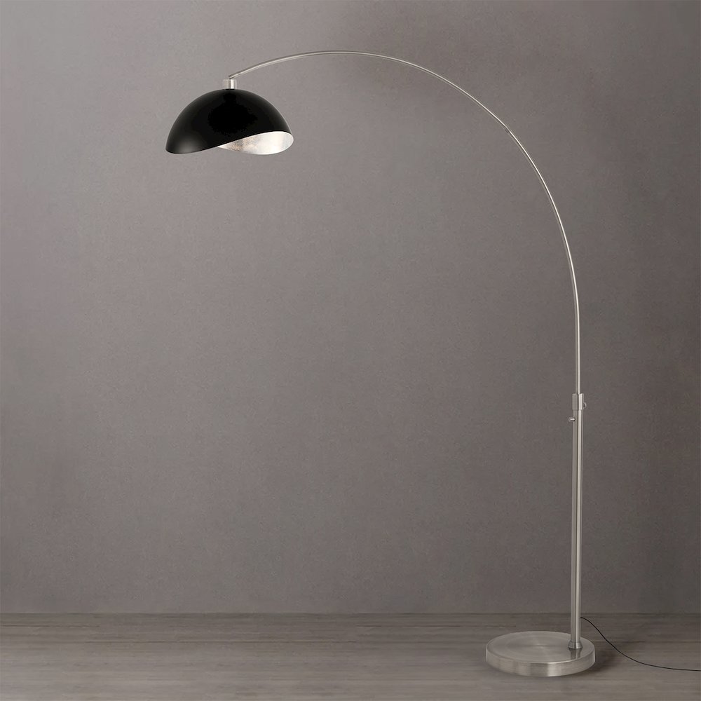 Luna Bella 92"H 1-Light Arc Lamp, Matte Black/Silver-Luna Bella Leaf Shade. Picture 3