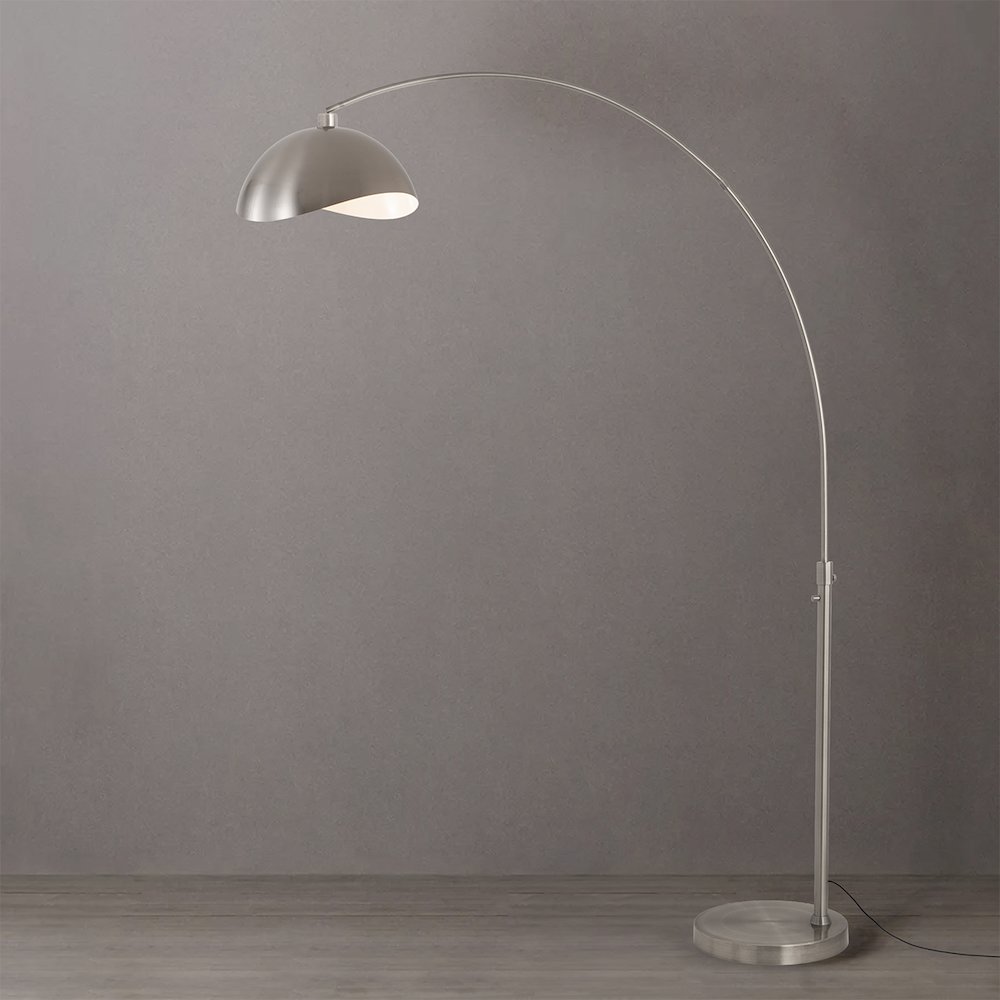 Luna Bella 92"H 1-Light Arc Lamp, Satin Nickel/White-Luna Bella Leaf Shade. Picture 2