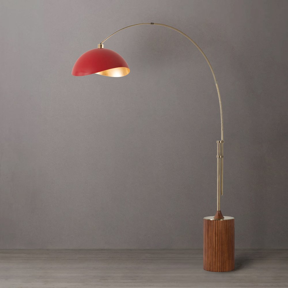 Tambo Luna Luna Bella 92" Arc Lamp - Weathered Brass, Dark Walnut Wood Base. Picture 3