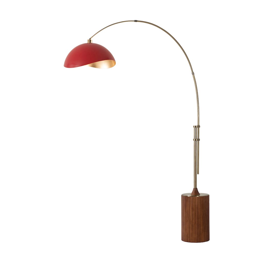 Tambo Luna Luna Bella 92" Arc Lamp - Weathered Brass, Dark Walnut Wood Base. Picture 1