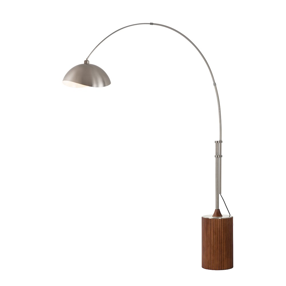 Tambo Luna Bella 92"H 1-Light Arc Lamp, Satin Nickel/White-Luna Bella Leaf. Picture 1