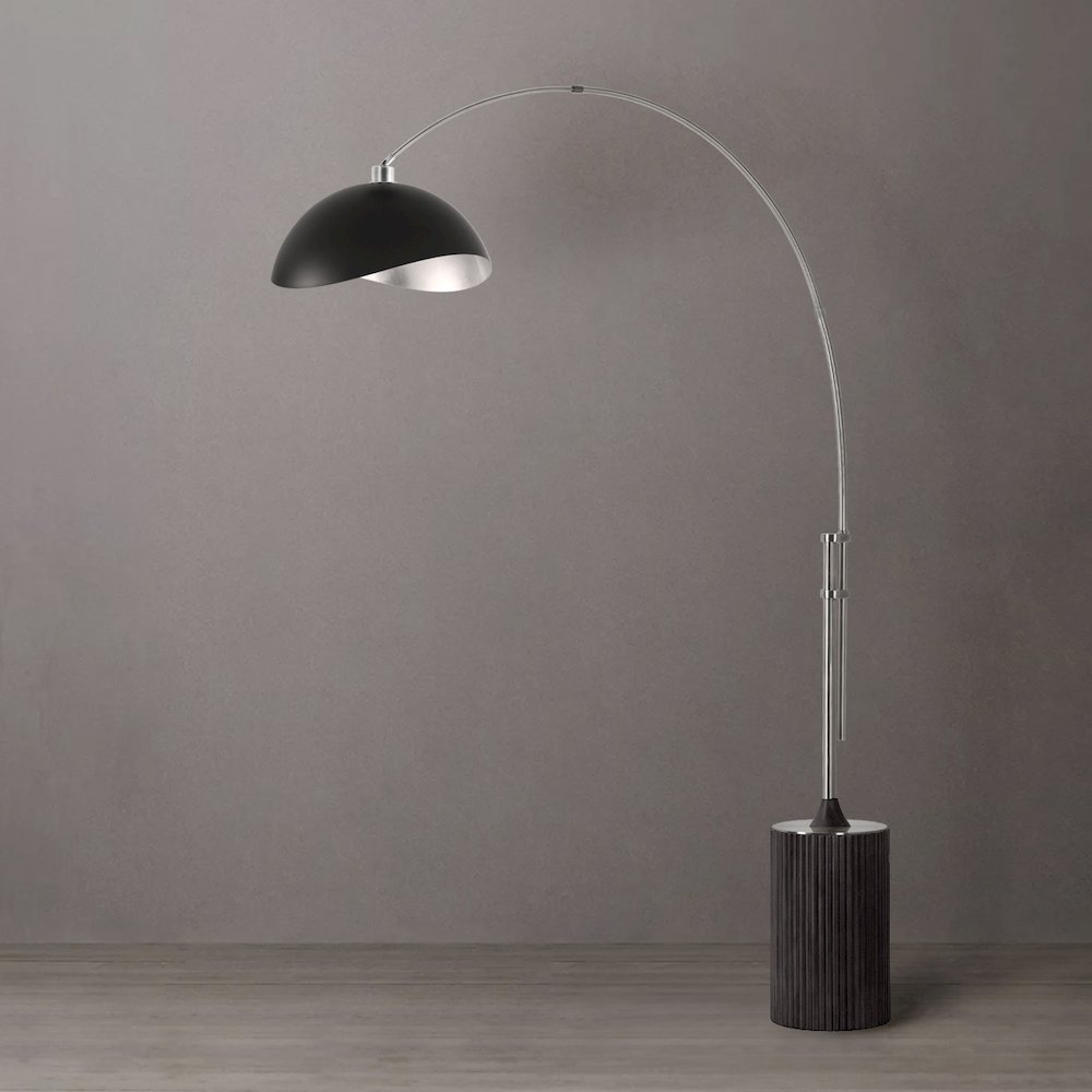 Tambo Luna Bella 92" Arc Lamp - Satin Nickel, Black Oak Base, Matte. Picture 3