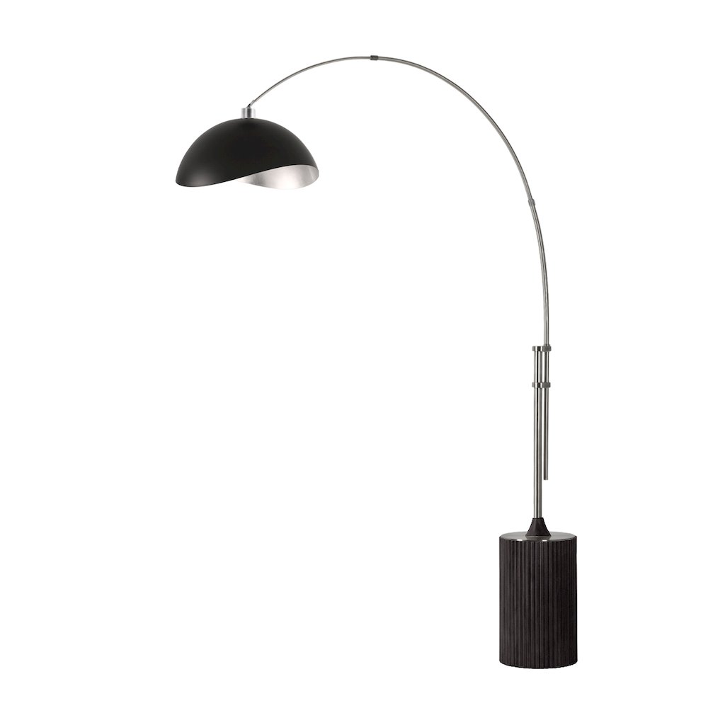 Tambo Luna Bella 92" Arc Lamp - Satin Nickel, Black Oak Base, Matte. Picture 1