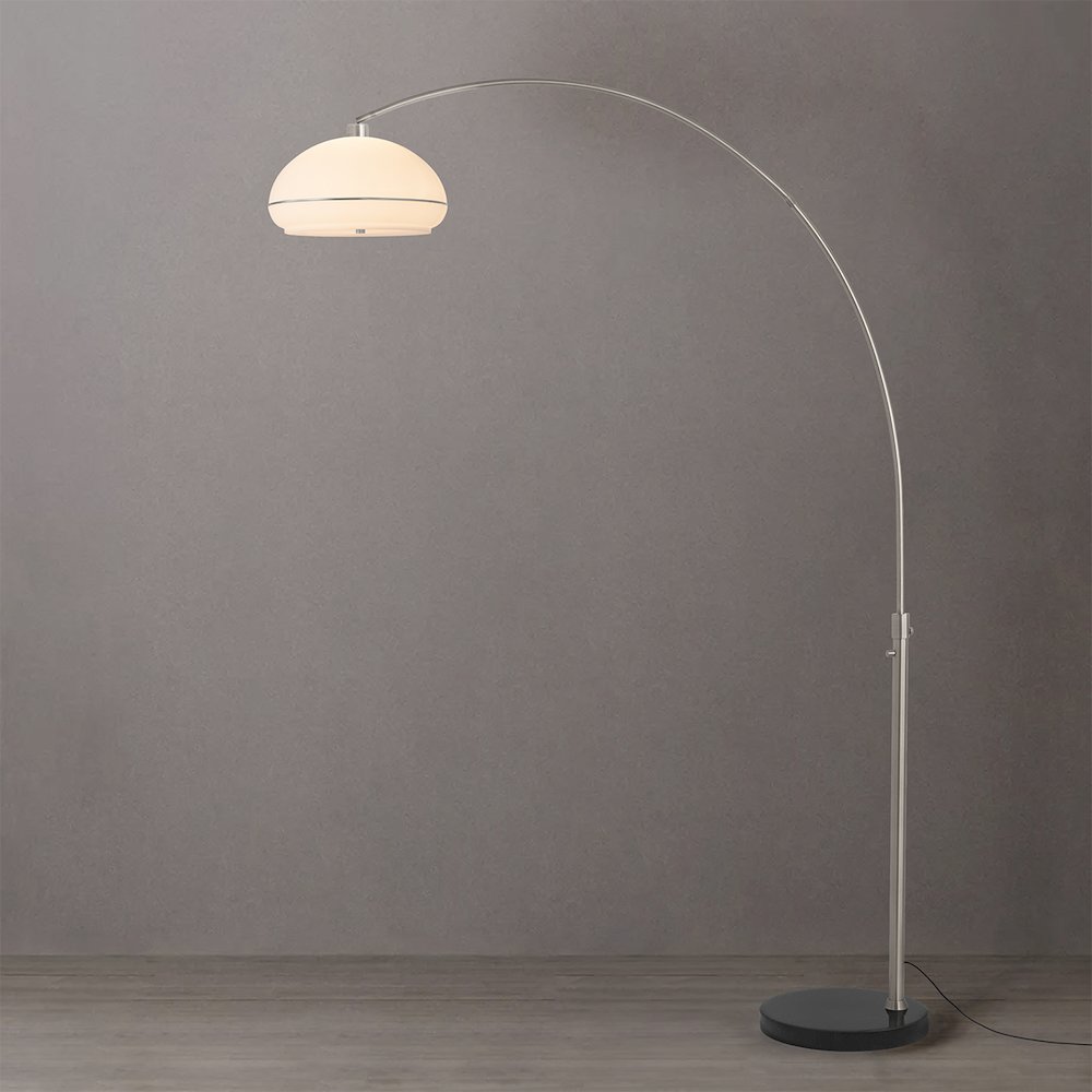 Simple Morelli 92" Arc Lamp - Satin Nickel, Black Marble Base, Lucite, Dimmable. Picture 3