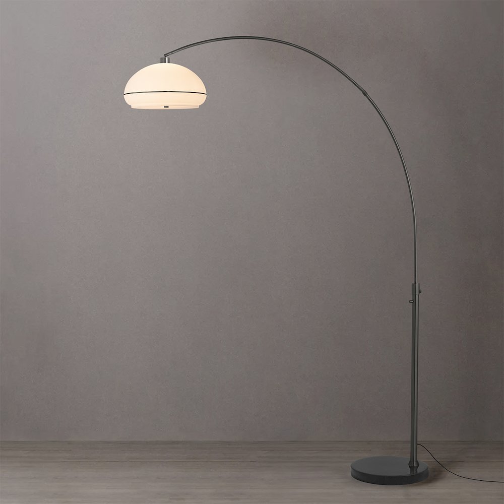 Simple Morelli 85" Arc Lamp - Black Nickel, Black Marble Base, Lucite, Dimmable. Picture 3