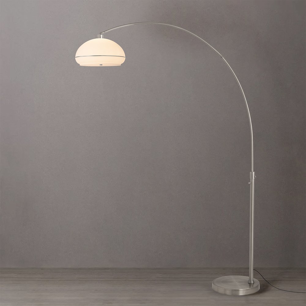 Simple Morelli 85" Arc Lamp - Satin Nickel, Steel Base, Lucite, Dimmable. Picture 3