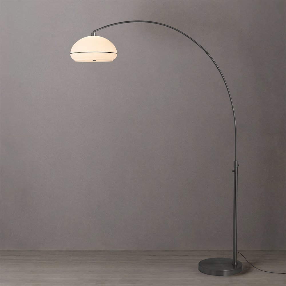 Simple Morelli 92" Arc Lamp - Black Nickel, Black Nickel Steel Base, Black. Picture 2