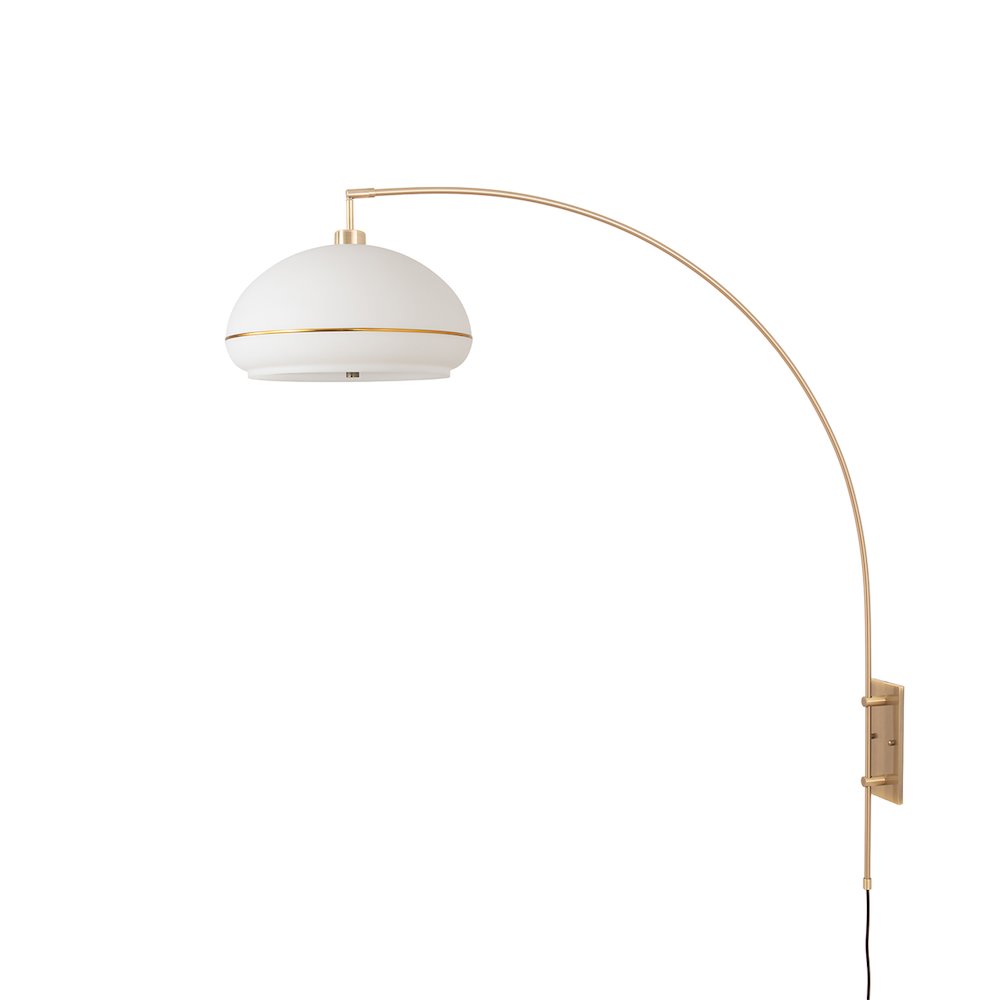 Morelli Wall Mounted Arc Lamp - Weathered Brass, Brass Steel Base, White Lucite. Picture 1