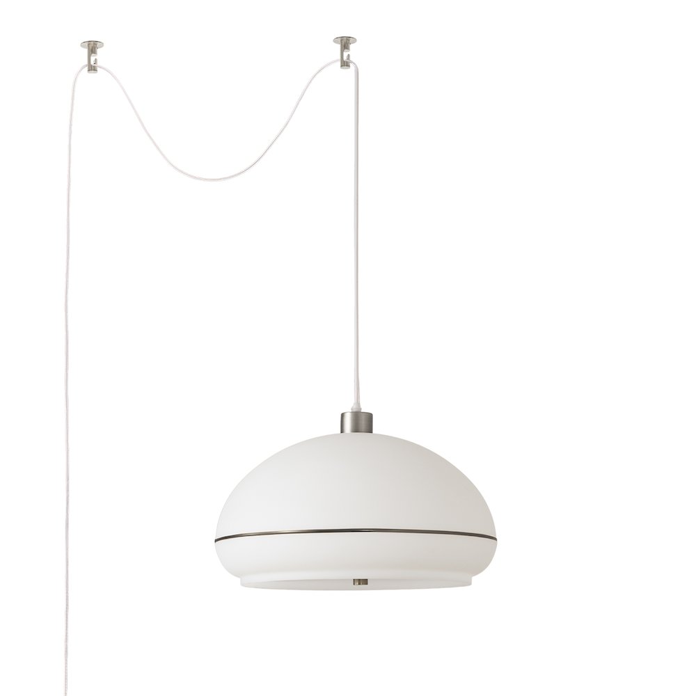 Morelli Swag - Black Nickel Steel, Satin Nickel Base, Oval White Lucite Shade. Picture 1