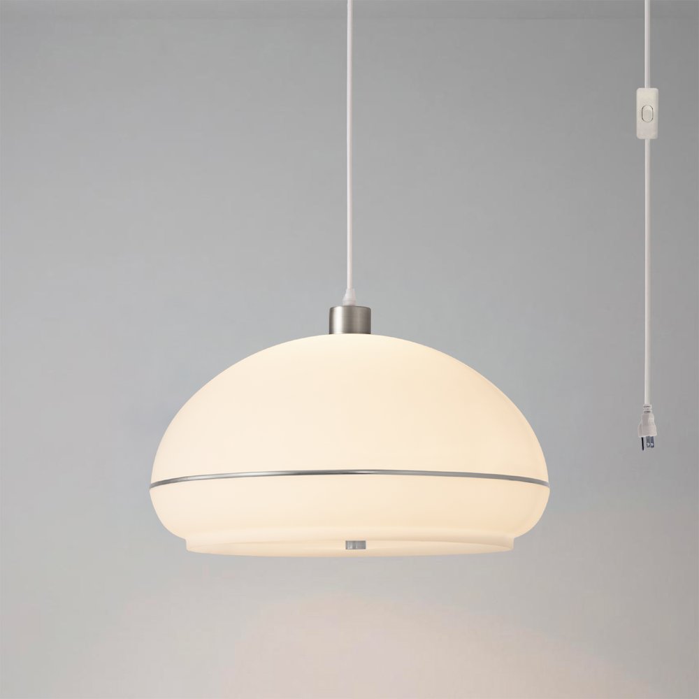 Morelli Swag - Satin Nickel Steel, Lucite Oval. Picture 2
