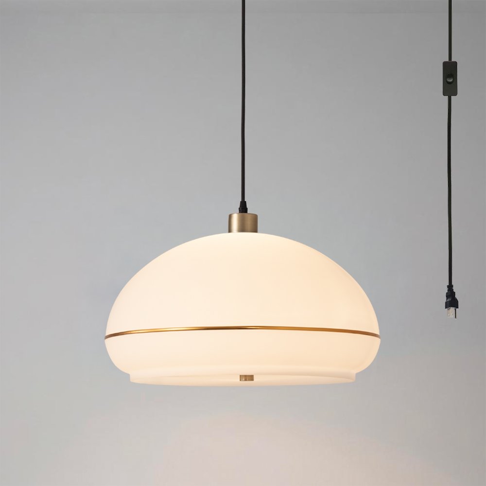 Morelli Swag - Weathered Brass Steel, White Lucite Oval. Picture 2