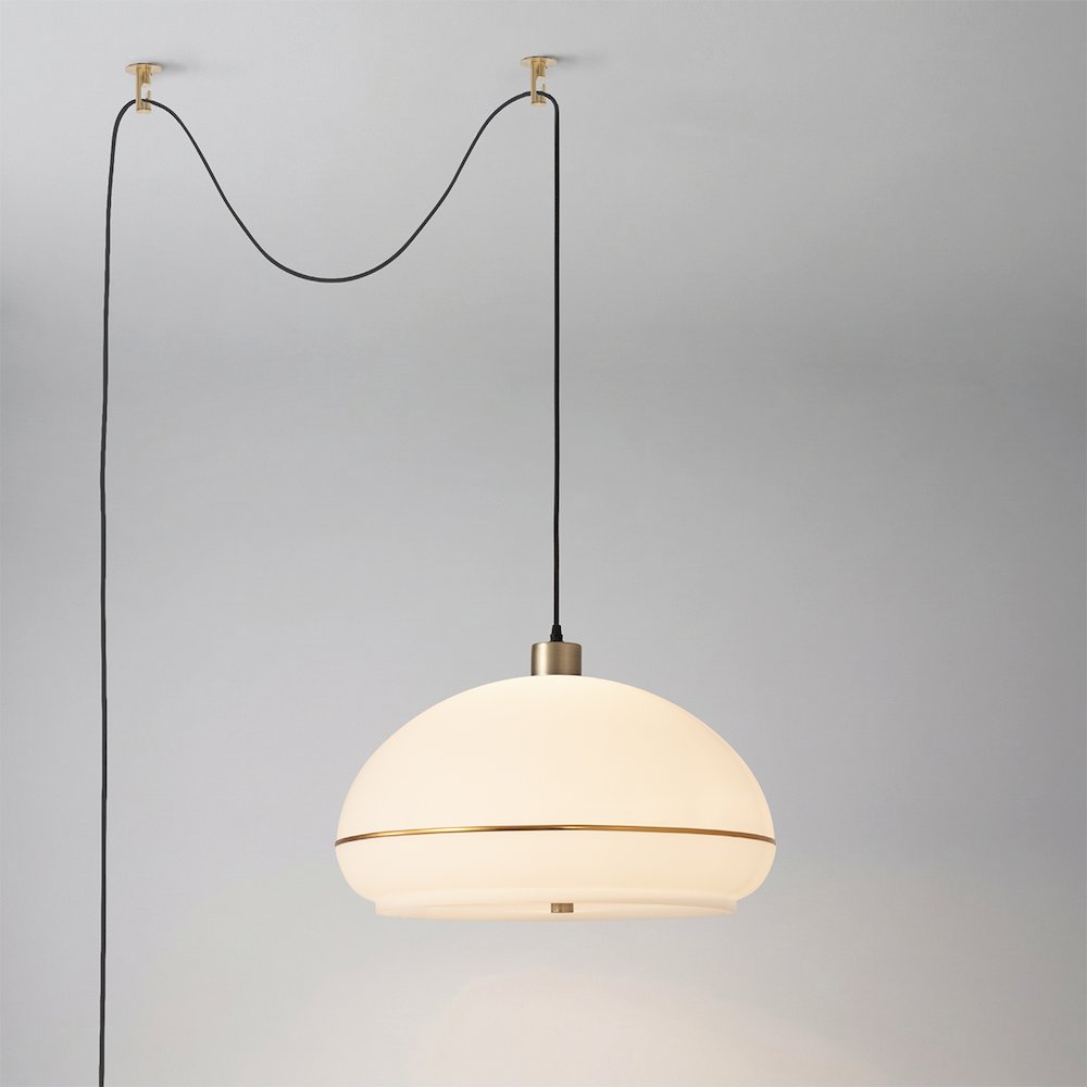 Morelli Swag - Weathered Brass Steel, White Lucite Oval. Picture 3
