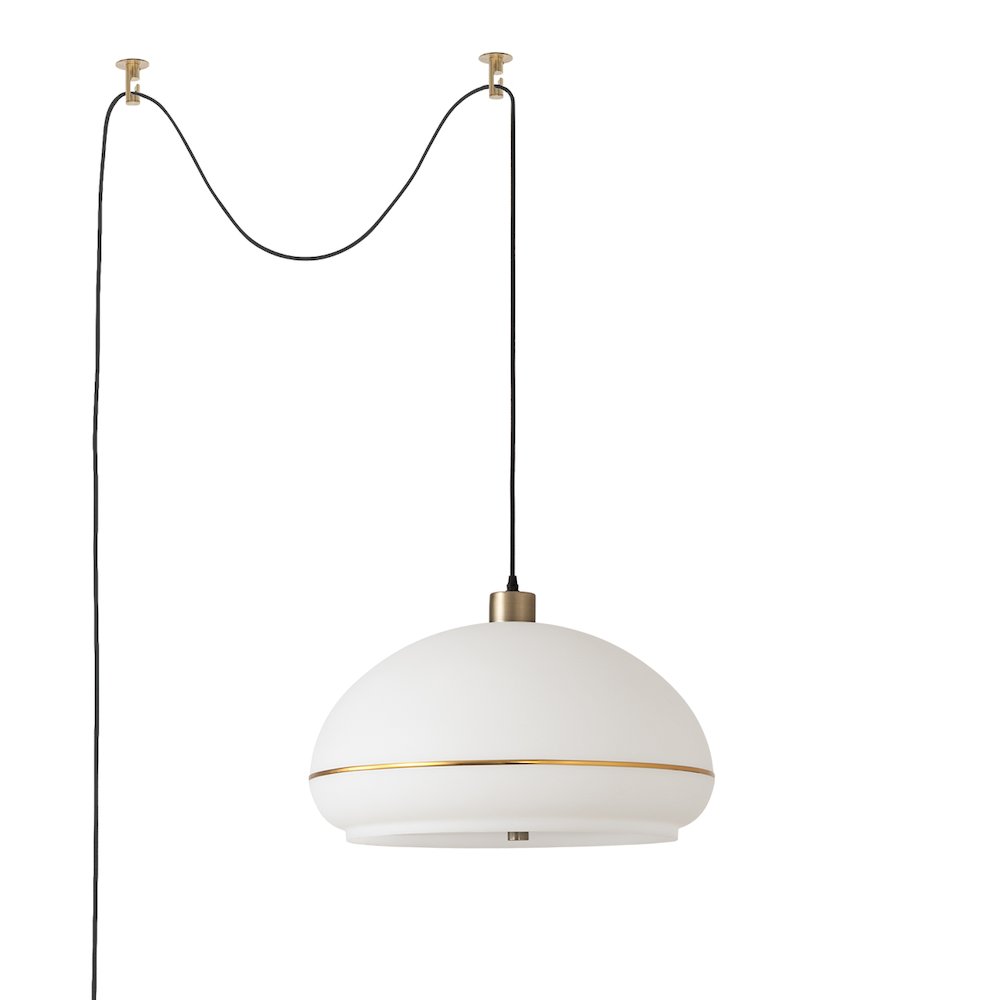 Morelli Swag - Weathered Brass Steel, White Lucite Oval. Picture 1