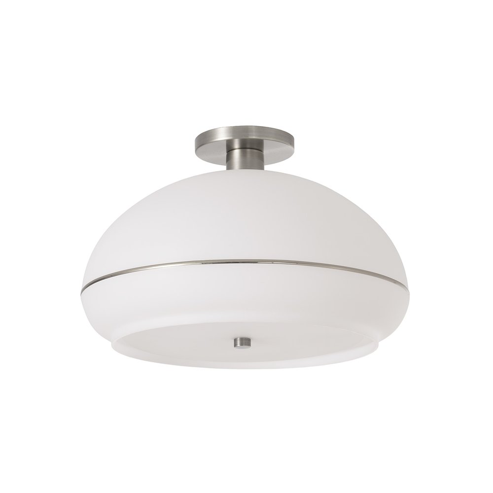 Morelli Flush Mount - Satin Nickel Steel, Satin Nickel Steel Base, Oval Lucite. Picture 1