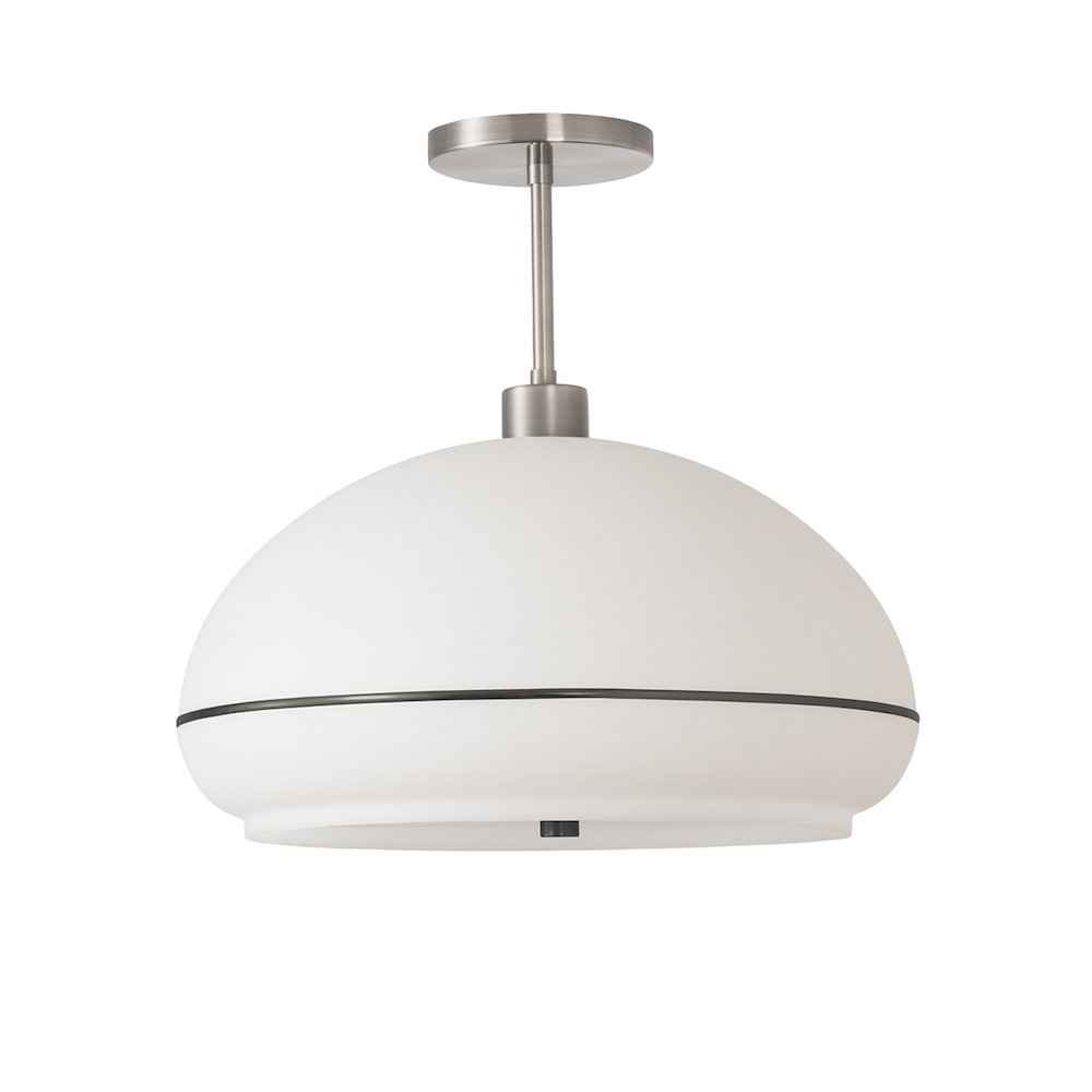 Morelli Semi Flush Mount - Satin Nickel Steel, Satin Nickel Steel Base, Oval. Picture 1