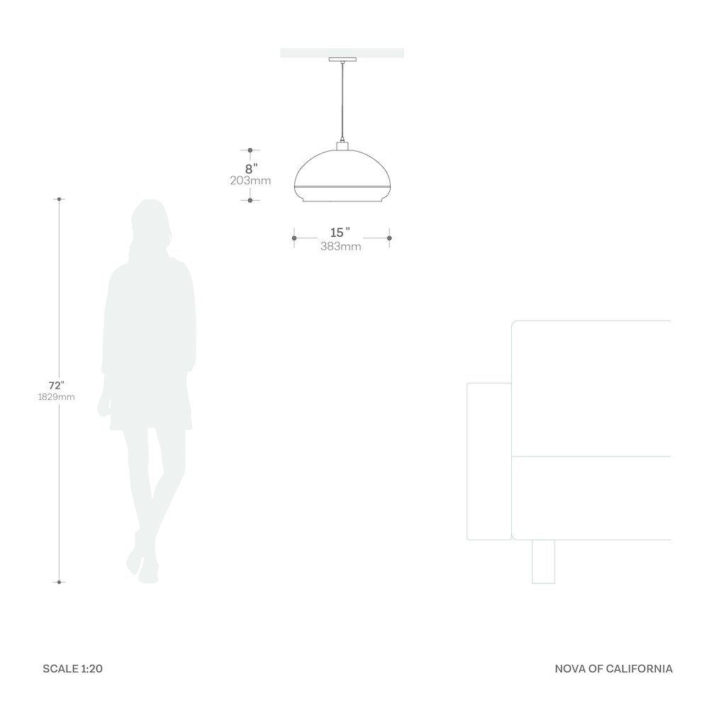 Morelli Pendant - Satin Nickel Steel, Black Nickel Oval Lucite Shade. Picture 4