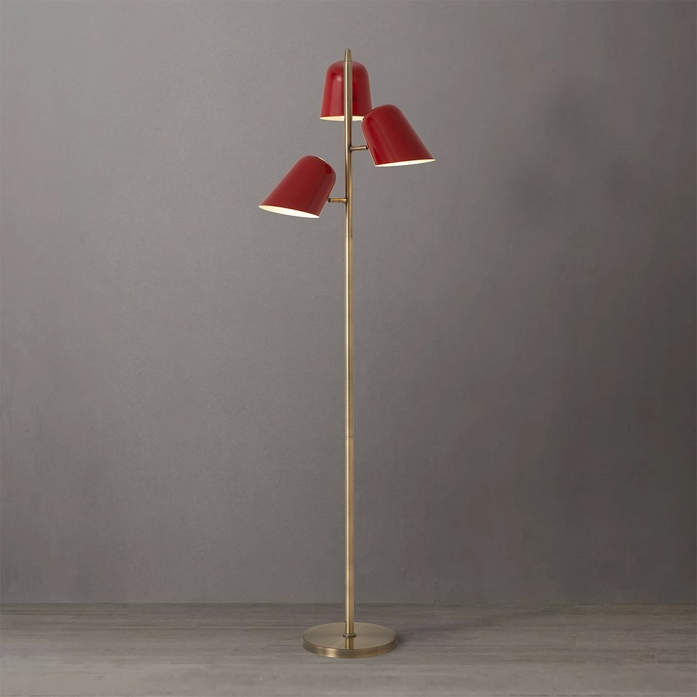 Culver Tree Lamp, Weathered Brass, Crimson Red shades. Picture 2