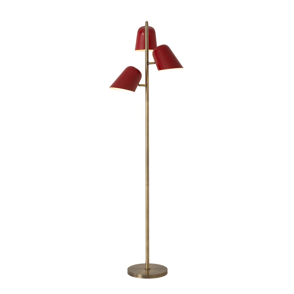 Culver Tree Lamp, Weathered Brass, Crimson Red shades. Picture 1