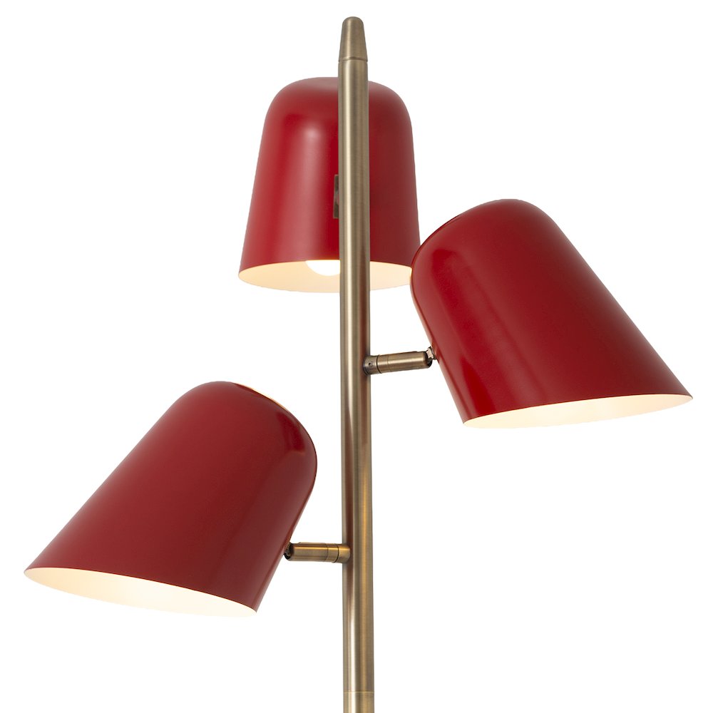 Culver Tree Lamp, Weathered Brass, Crimson Red shades. Picture 4