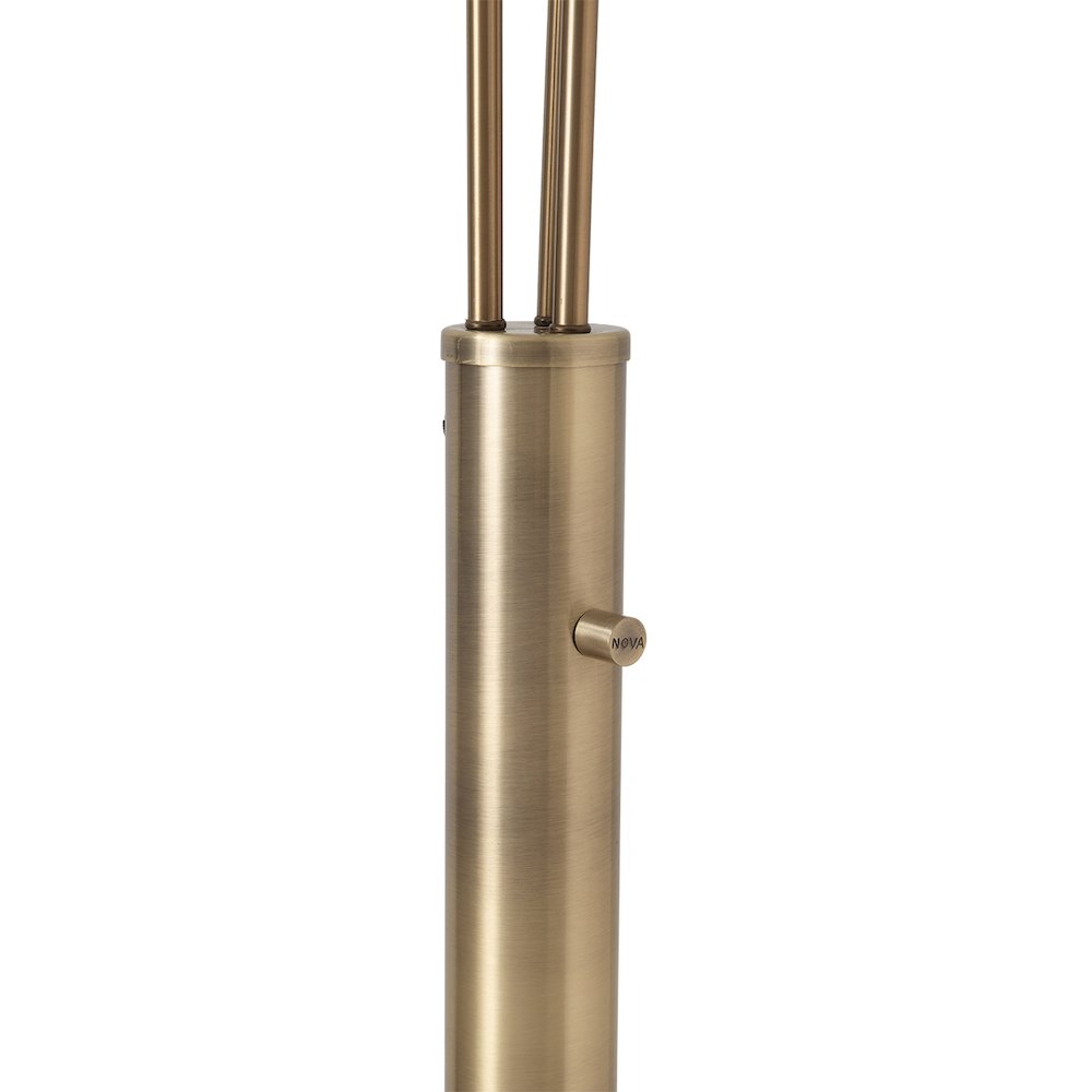 Bloom 3-Light Arc Floor Lamp - Weathered Brass, White Marble Base, White Satin. Picture 5