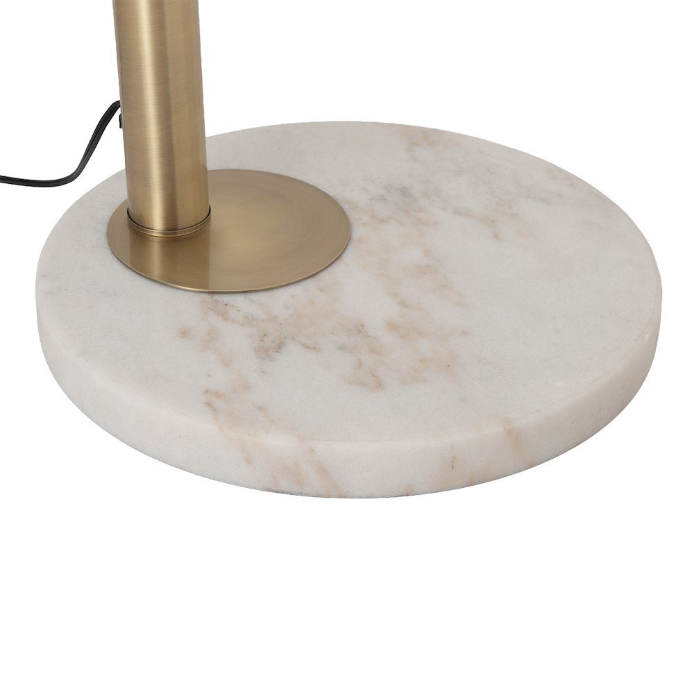 Bloom 3-Light Arc Floor Lamp - Weathered Brass, White Marble Base, White Satin. Picture 7