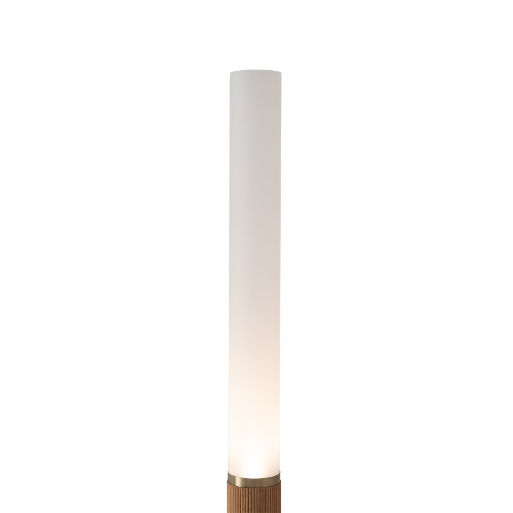Tambo Cylindro, 60" Accent Floor Lamp, Natural Ash, Weathered Brass. Picture 4