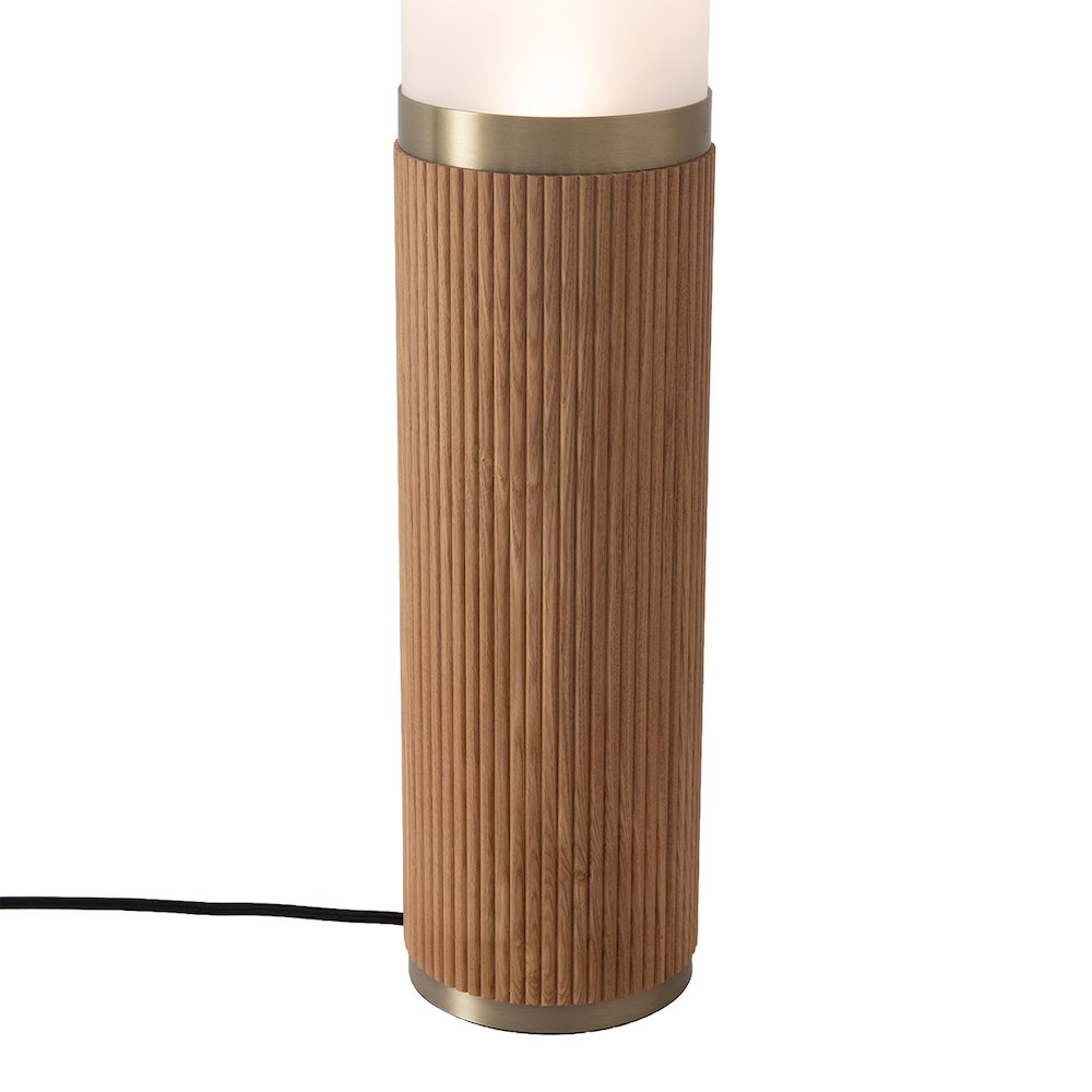 Tambo Cylindro, 60" Accent Floor Lamp, Natural Ash, Weathered Brass. Picture 6