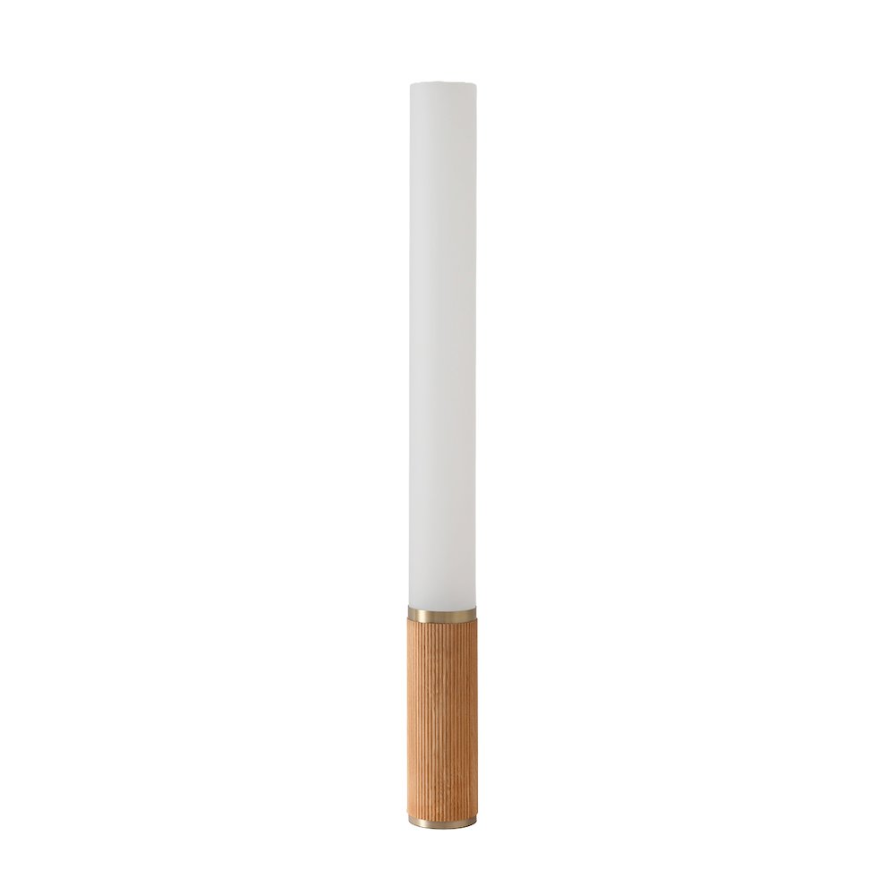 Tambo Cylindro, 60" Accent Floor Lamp, Natural Ash, Weathered Brass. Picture 7