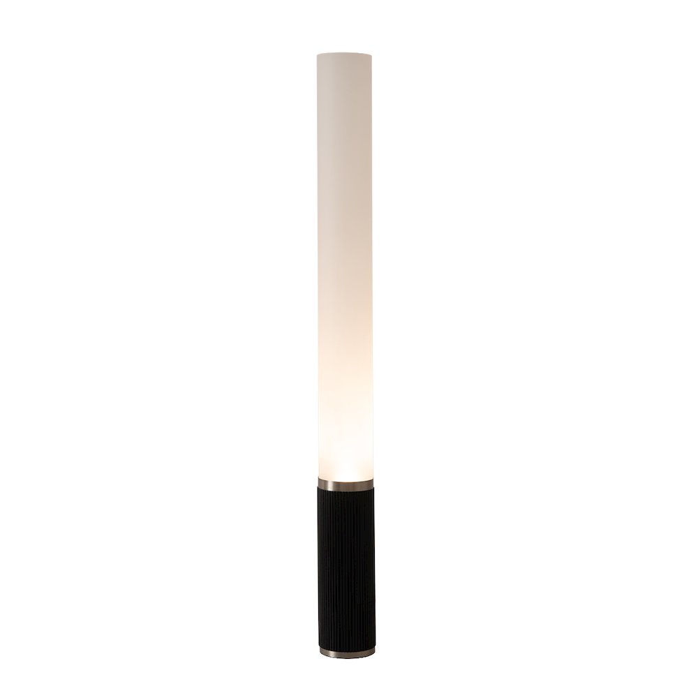 Tambo Cylindro 60" Accent Floor Lamp - Black Oak, Satin Nickel, Frosted Acrylic. Picture 1