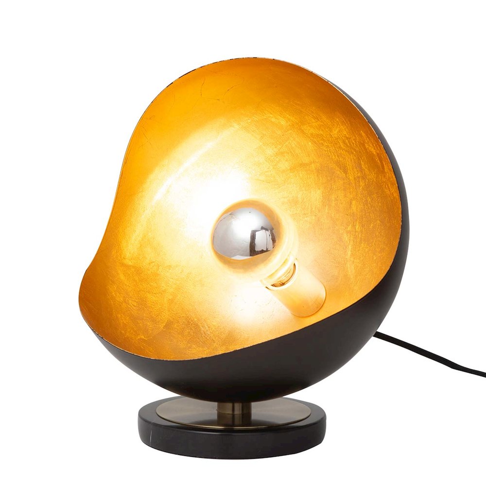 Luna Bella Accent Table Lamp - Black & Gold-leaf shade, Weathered Brass. Picture 12