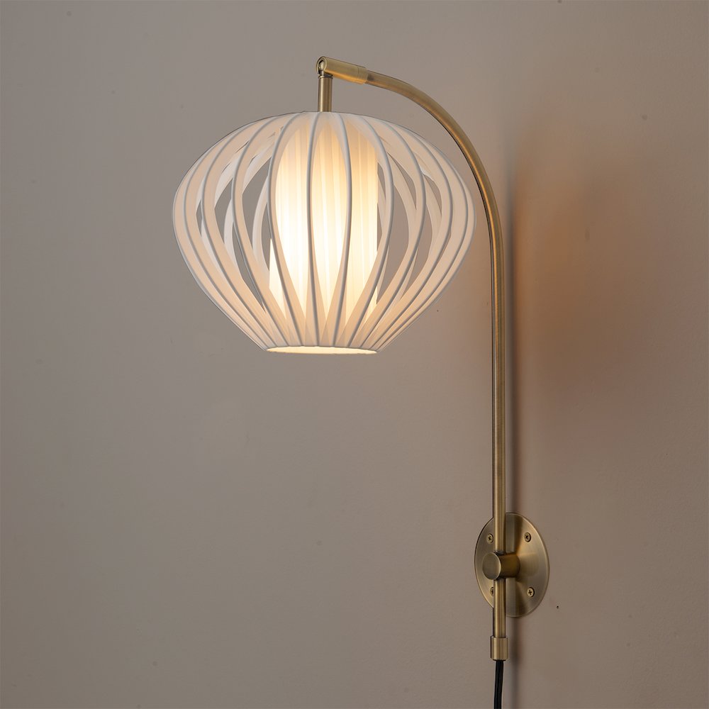 Bloom Plug-in Wall Sconce - Weathered Brass, 10" Dia, Shade. Picture 2