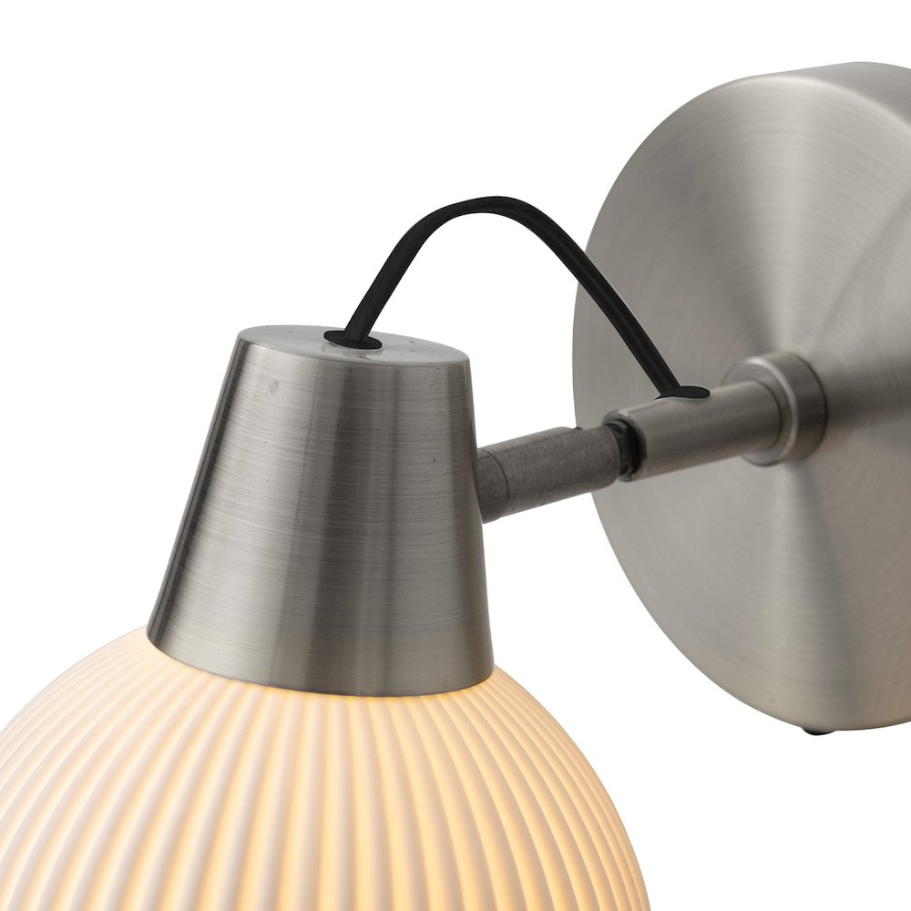 Petaluma Bone Porcelain Wall Sconce - Satin Nickel, Plug-in, Dimmer. Picture 6