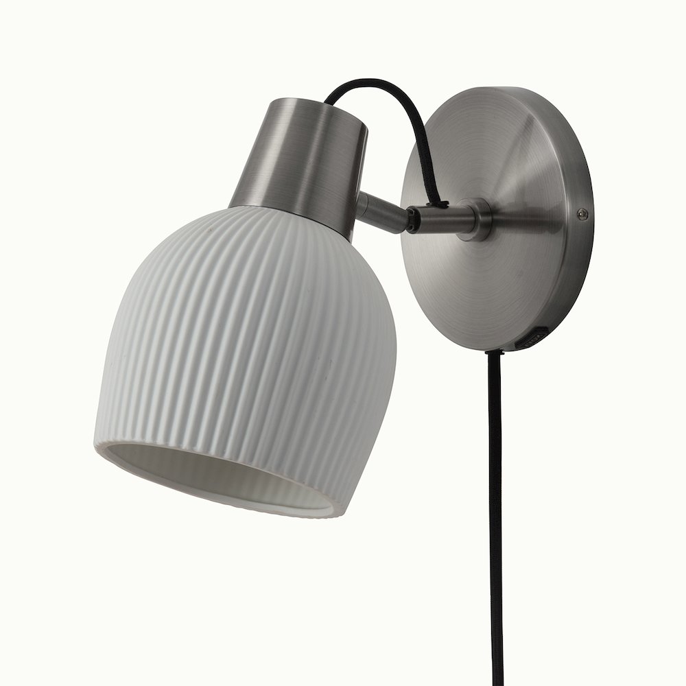 Petaluma Bone Porcelain Wall Sconce - Satin Nickel, Plug-in, Dimmer. Picture 7