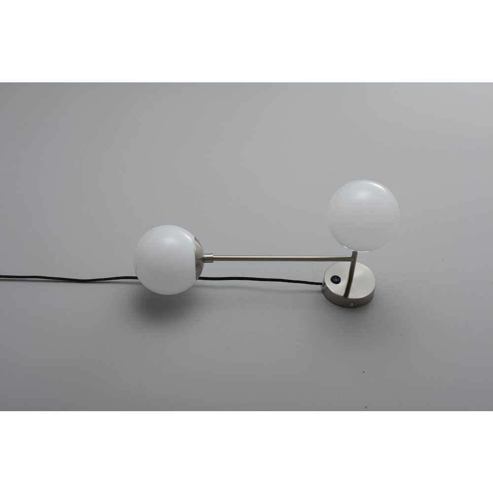 Duo Modern Contemporary Wall Sconce - Satin Nickel, Plug-in. Picture 2