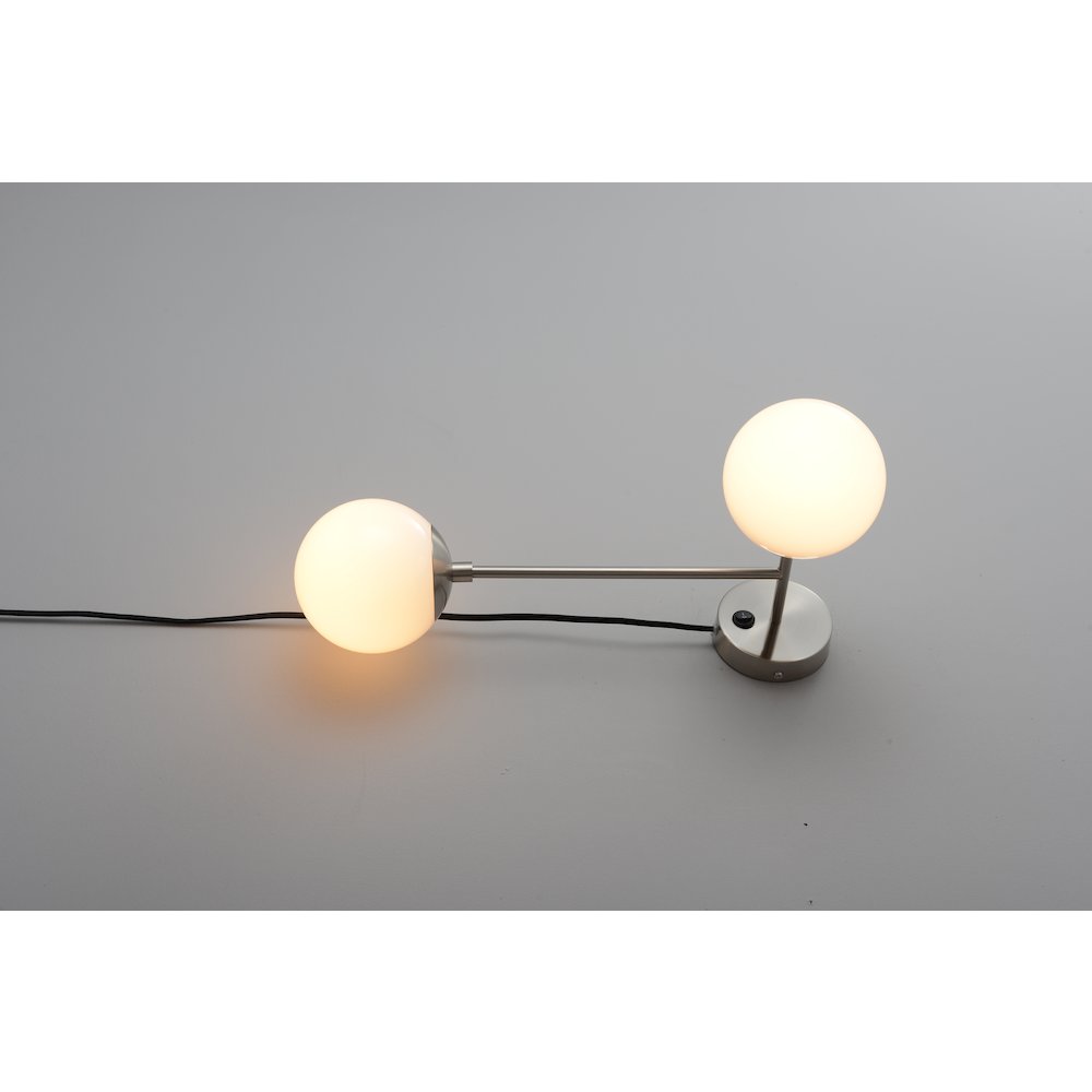 Duo Modern Contemporary Wall Sconce - Satin Nickel, Plug-in. Picture 3