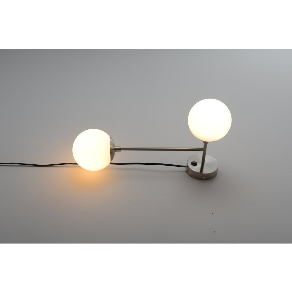 Duo Modern Contemporary Wall Sconce - Satin Nickel, Plug-in. Picture 6