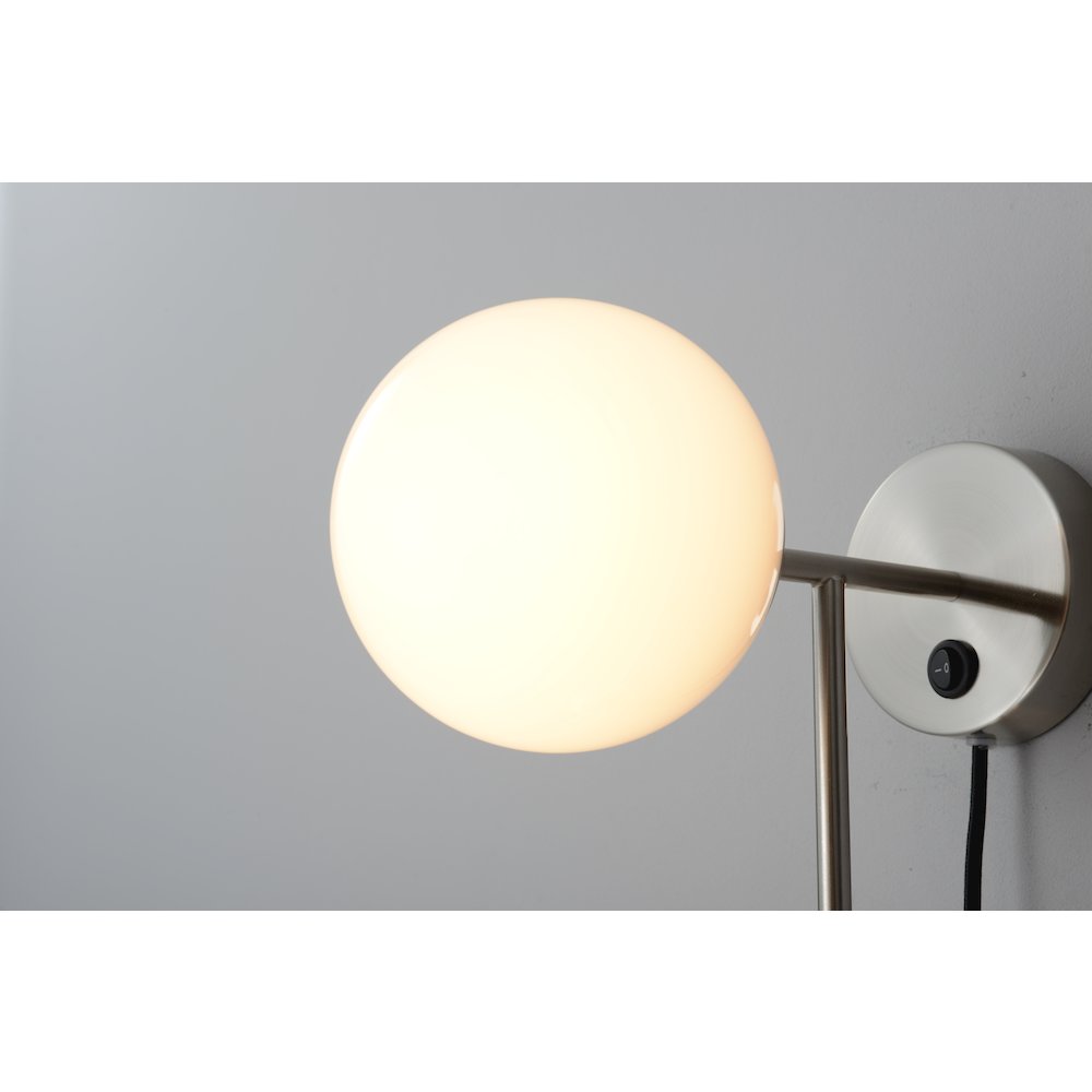 Duo Modern Contemporary Wall Sconce - Satin Nickel, Plug-in. Picture 9