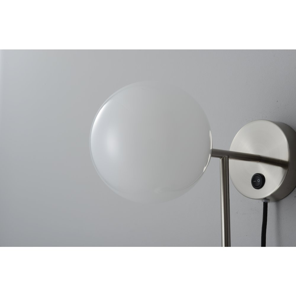 Duo Modern Contemporary Wall Sconce - Satin Nickel, Plug-in. Picture 10