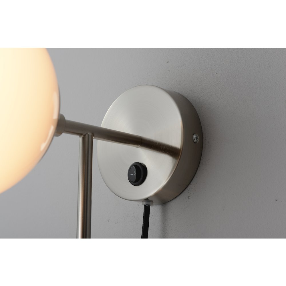 Duo Modern Contemporary Wall Sconce - Satin Nickel, Plug-in. Picture 11