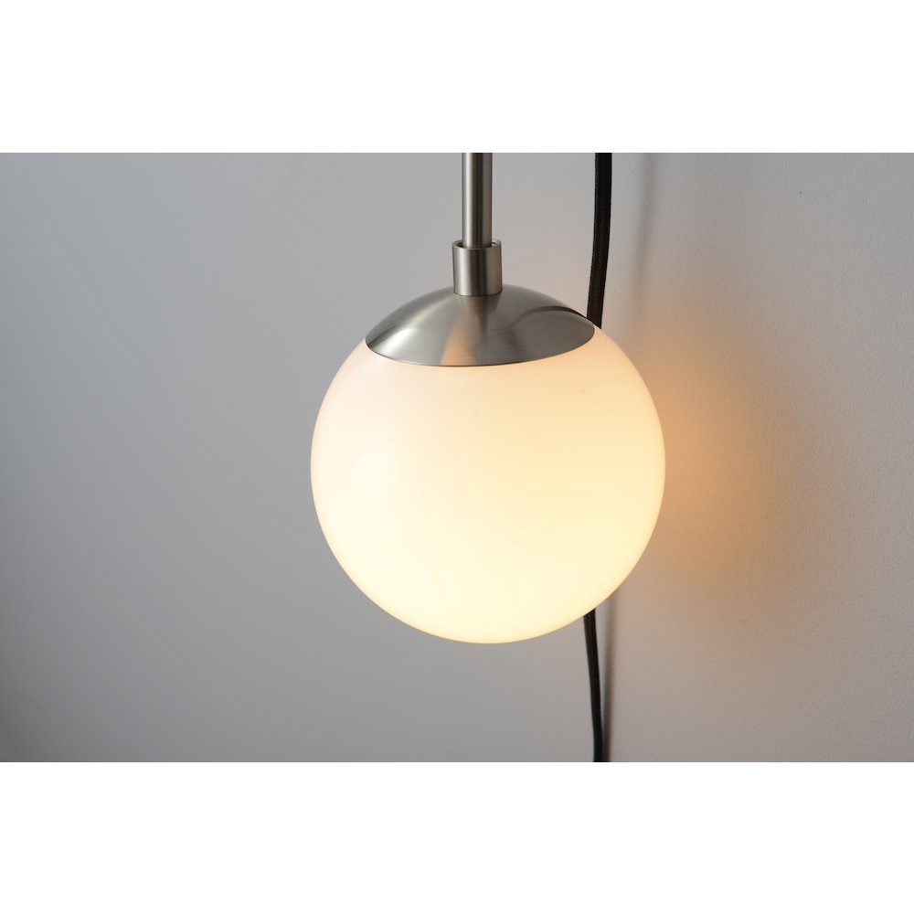 Duo Modern Contemporary Wall Sconce - Satin Nickel, Plug-in. Picture 12