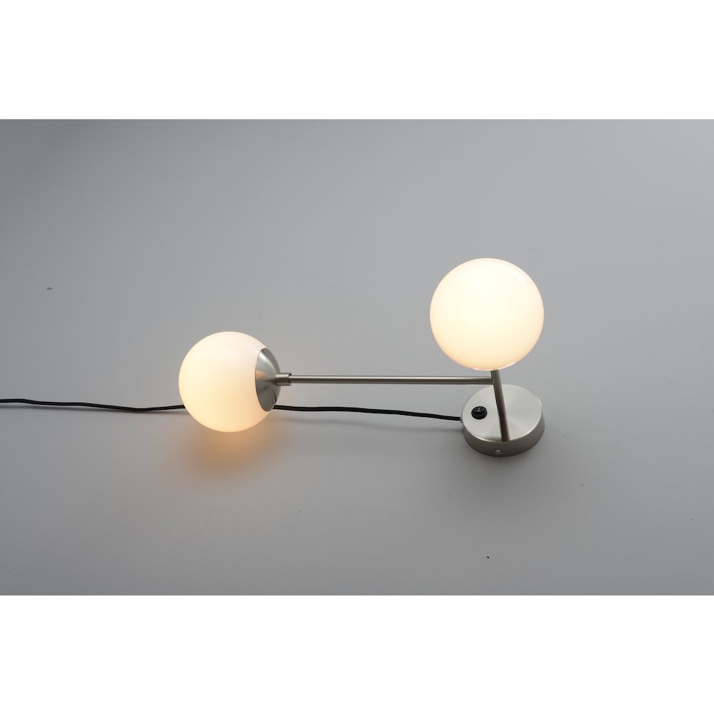 Duo Modern Contemporary Wall Sconce - Satin Nickel, Plug-in. Picture 13