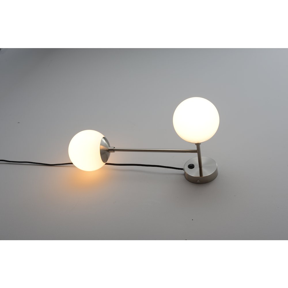 Duo Modern Contemporary Wall Sconce - Satin Nickel, Plug-in. Picture 15