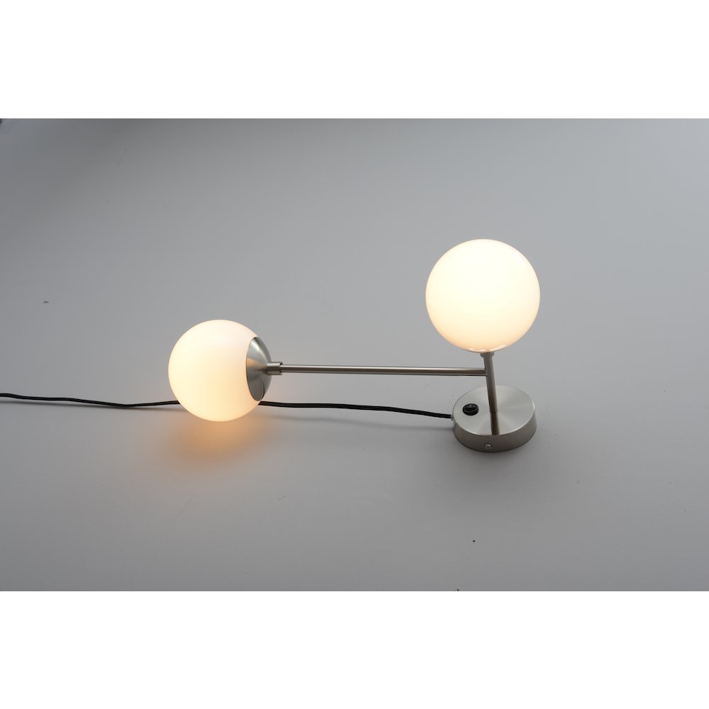Duo Modern Contemporary Wall Sconce - Satin Nickel, Plug-in. Picture 16