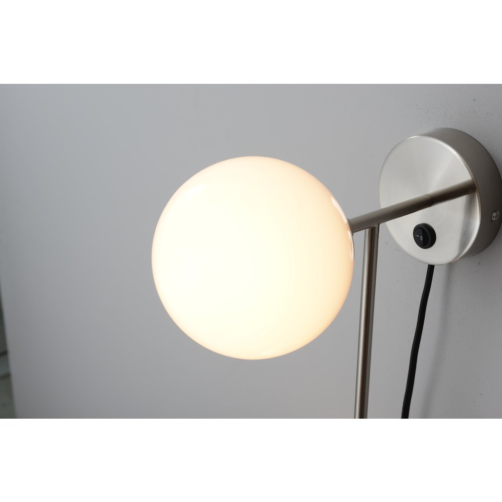 Duo Modern Contemporary Wall Sconce - Satin Nickel, Plug-in. Picture 17