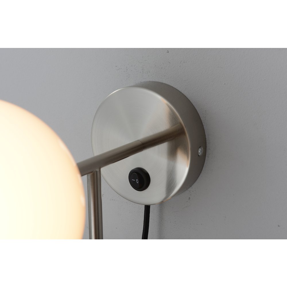 Duo Modern Contemporary Wall Sconce - Satin Nickel, Plug-in. Picture 18