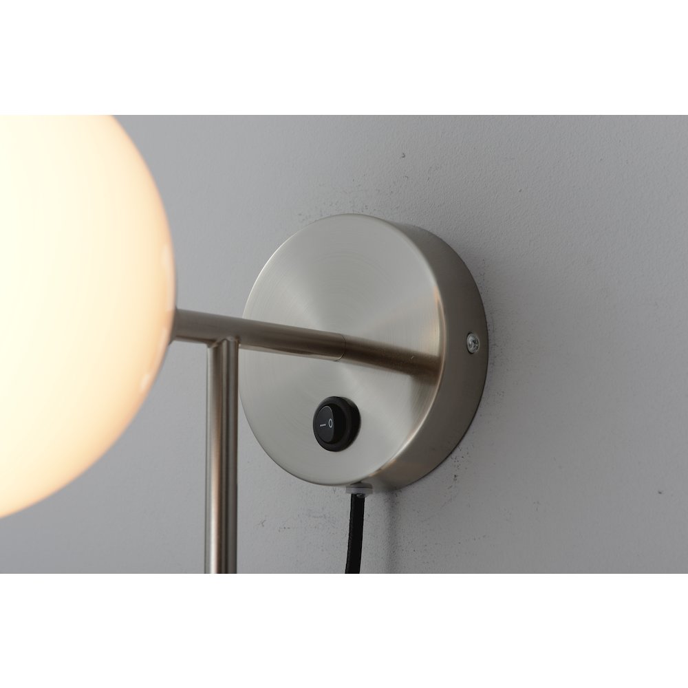 Duo Modern Contemporary Wall Sconce - Satin Nickel, Plug-in. Picture 19
