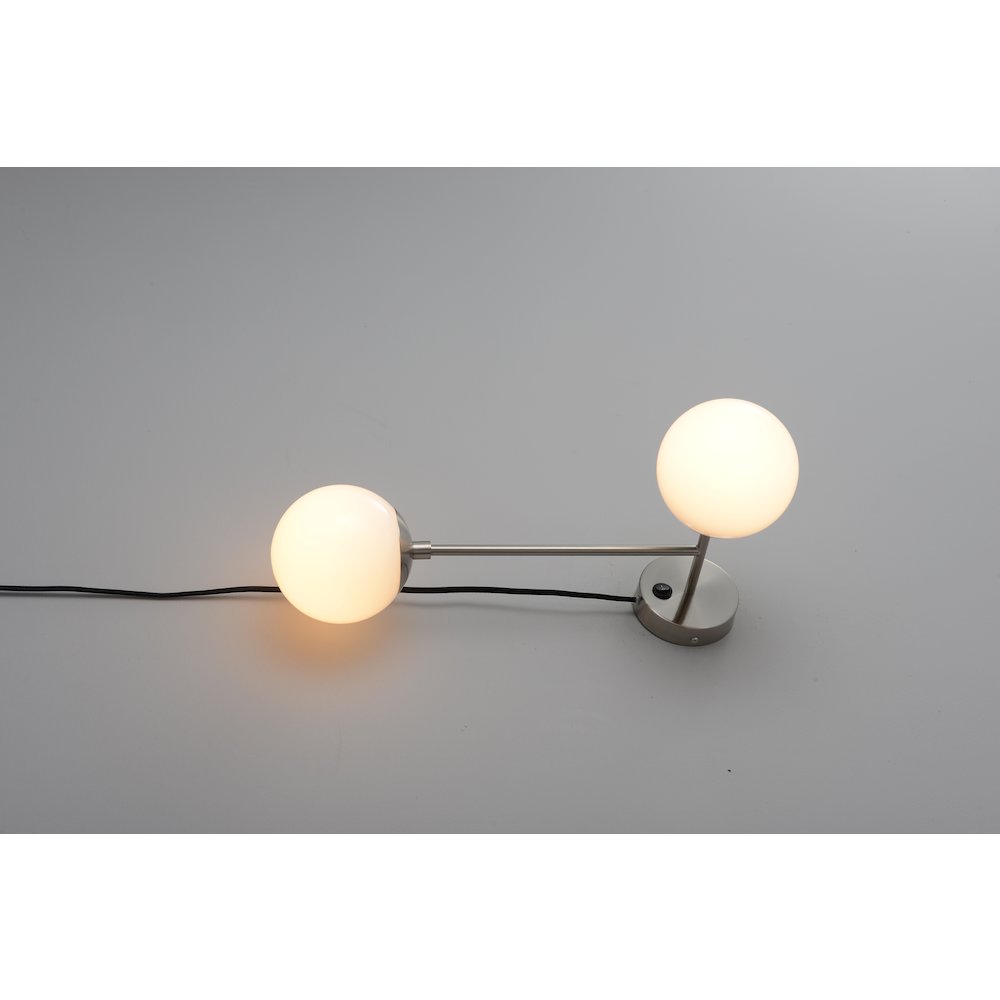 Duo Modern Contemporary Wall Sconce - Satin Nickel, Plug-in. Picture 20